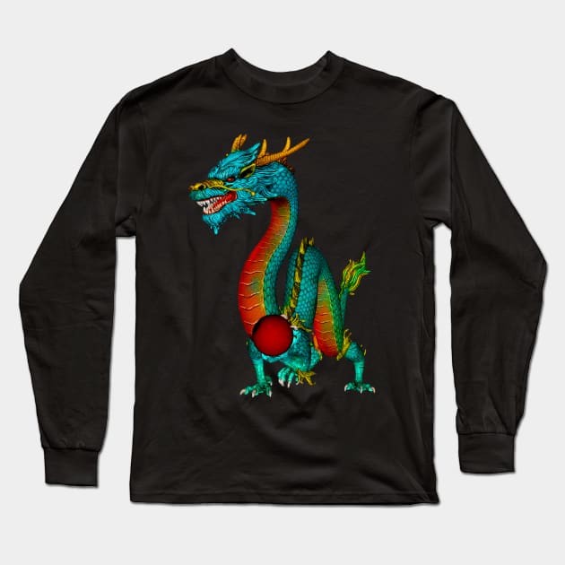 Colorful chinese dragon Long Sleeve T-Shirt by Nicky2342